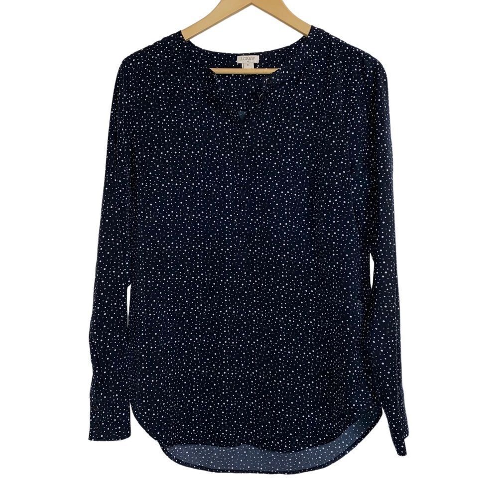 J. CREW Black White Dots Tunic Style Blouse